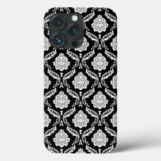 Rococo Damast Patroon Wit op Zwart Case-Mate iPhone Case (Achterkant)