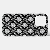 Rococo Damast Patroon Wit op Zwart Case-Mate iPhone Case (Achterkant (horizontaal))