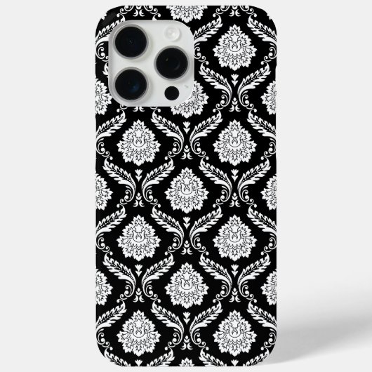 Rococo Damast Patroon Wit op Zwart Case-Mate iPhone Case (Achterkant)