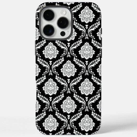 Rococo Damast Patroon Wit op Zwart Case-Mate iPhone Case (Achterkant)