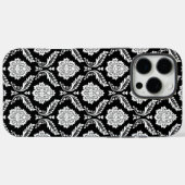 Rococo Damast Patroon Wit op Zwart Case-Mate iPhone Case (Achterkant (horizontaal))