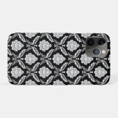 Rococo Damast Patroon Wit op Zwart Case-Mate iPhone Case (Achterkant (horizontaal))