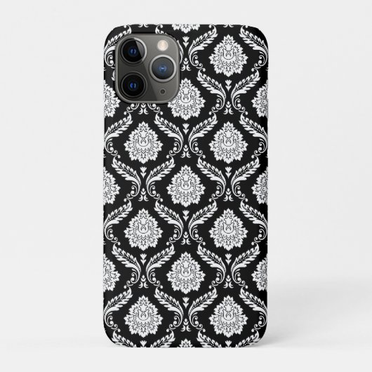 Rococo Damast Patroon Wit op Zwart Case-Mate iPhone Case (Achterkant)