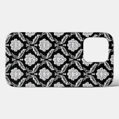 Rococo Damast Patroon Wit op Zwart Case-Mate iPhone Case (Achterkant (horizontaal))