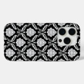 Rococo Damast Patroon Wit op Zwart Case-Mate iPhone Case (Achterkant (horizontaal))