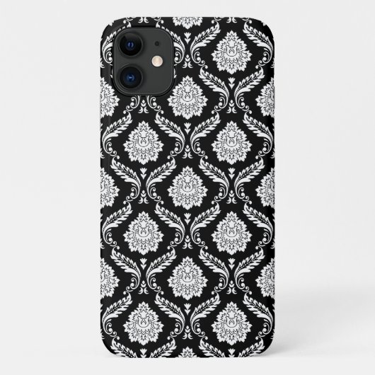 Rococo Damast Patroon Wit op Zwart Case-Mate iPhone Case (Achterkant)