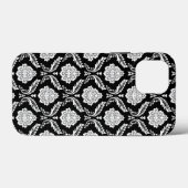 Rococo Damast Patroon Wit op Zwart Case-Mate iPhone Case (Achterkant (horizontaal))