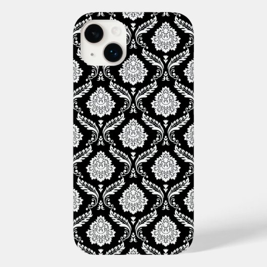 Rococo Damast Patroon Wit op Zwart Case-Mate iPhone Case (Achterkant)