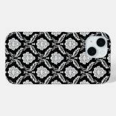 Rococo Damast Patroon Wit op Zwart Case-Mate iPhone Case (Achterkant (horizontaal))