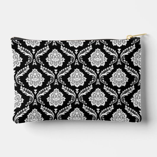 Rococo Damast Patroon Wit op Zwart Etui (Achterkant)