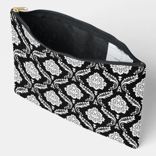 Rococo Damast Patroon Wit op Zwart Etui (Open)