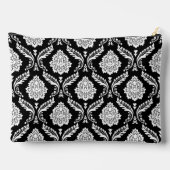 Rococo Damast Patroon Wit op Zwart Etui (Achterkant)