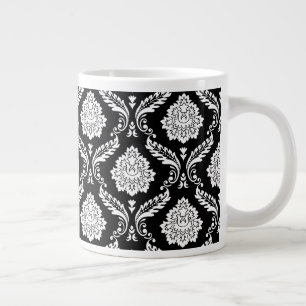 Rococo Damast Patroon Wit op Zwart Grote Koffiekop