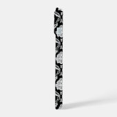 Rococo Damast Patroon Wit op Zwart iPhone 15 Case (Linkerkant)