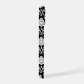Rococo Damast Patroon Wit op Zwart iPhone 15 Case (Rechterkant)
