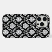 Rococo Damast Patroon Wit op Zwart iPhone Hoesje (Achterkant horizontaal)