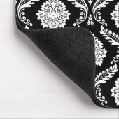 Rococo Damast Patroon Wit op Zwart Muismat (Hoek)