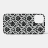 Rococo Damast Patroon Zwart op Grijs Case-Mate iPhone Case (Achterkant (horizontaal))