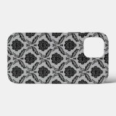 Rococo Damast Patroon Zwart op Grijs Case-Mate iPhone Case (Achterkant (horizontaal))