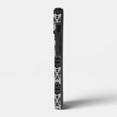 Rococo Damast Patroon Zwart op Grijs Case-Mate iPhone Case (Achterkant / Links)