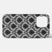 Rococo Damast Patroon Zwart op Grijs Case-Mate iPhone Case (Achterkant (horizontaal))
