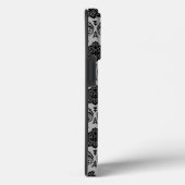 Rococo Damast Patroon Zwart op Grijs Case-Mate iPhone Case (Achterkant / Rechts)