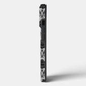 Rococo Damast Patroon Zwart op Grijs Case-Mate iPhone Case (Achterkant / Links)
