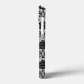 Rococo Damast Patroon Zwart op Grijs Case-Mate iPhone Case (Achterkant / Links)