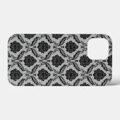 Rococo Damast Patroon Zwart op Grijs Case-Mate iPhone Case (Achterkant (horizontaal))