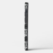 Rococo Damast Patroon Zwart op Grijs Case-Mate iPhone Case (Achterkant / Links)