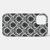 Rococo Damast Patroon Zwart op Grijs Case-Mate iPhone Case (Achterkant (horizontaal))