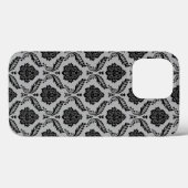 Rococo Damast Patroon Zwart op Grijs Case-Mate iPhone Case (Achterkant (horizontaal))