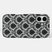 Rococo Damast Patroon Zwart op Grijs Case-Mate iPhone Case (Achterkant (horizontaal))