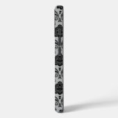 Rococo Damast Patroon Zwart op Grijs Case-Mate iPhone Case (Achterkant / Links)