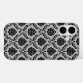 Rococo Damast Patroon Zwart op Grijs Case-Mate iPhone Case (Achterkant (horizontaal))