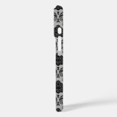 Rococo Damast Patroon Zwart op Grijs Case-Mate iPhone Case (Achterkant / Links)