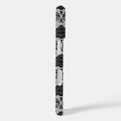 Rococo Damast Patroon Zwart op Grijs Case-Mate iPhone Case (Achterkant / Rechts)