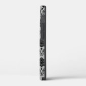 Rococo Damast Patroon Zwart op Grijs Case-Mate iPhone Case (Achterkant / Links)