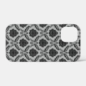 Rococo Damast Patroon Zwart op Grijs Case-Mate iPhone Case (Achterkant (horizontaal))