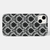 Rococo Damast Patroon Zwart op Grijs Case-Mate iPhone Case (Achterkant (horizontaal))