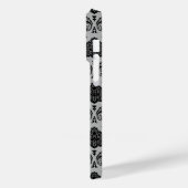 Rococo Damast Patroon Zwart op Grijs Case-Mate iPhone Case (Achterkant / Links)