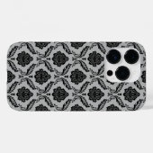 Rococo Damast Patroon Zwart op Grijs Case-Mate iPhone Case (Achterkant (horizontaal))