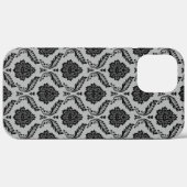 Rococo Damast Patroon Zwart op Grijs Case-Mate iPhone Case (Achterkant (horizontaal))