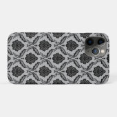 Rococo Damast Patroon Zwart op Grijs Case-Mate iPhone Case (Achterkant (horizontaal))