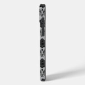 Rococo Damast Patroon Zwart op Grijs Case-Mate iPhone Case (Achterkant / Links)