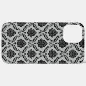 Rococo Damast Patroon Zwart op Grijs Case-Mate iPhone Case (Achterkant / Rechts)