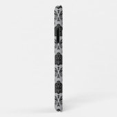 Rococo Damast Patroon Zwart op Grijs Case-Mate iPhone Case (Achterkant/rechts)