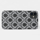 Rococo Damast Patroon Zwart op Grijs Case-Mate iPhone Case (Achterkant (horizontaal))