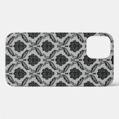 Rococo Damast Patroon Zwart op Grijs Case-Mate iPhone Case (Achterkant (horizontaal))