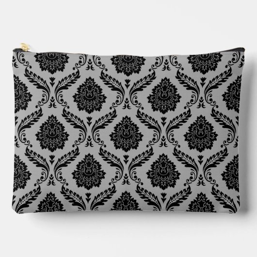 Rococo Damast Patroon Zwart op Grijs Etui (Voorkant)